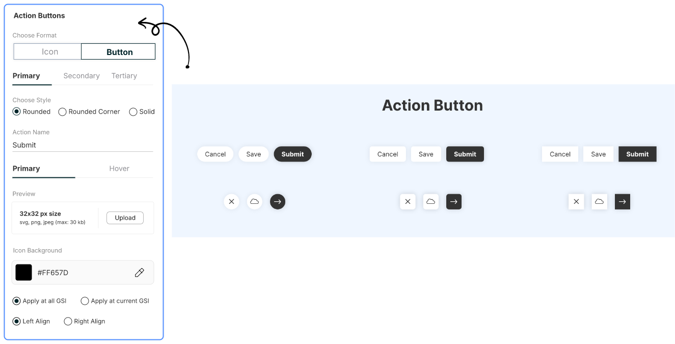 Customise buttons